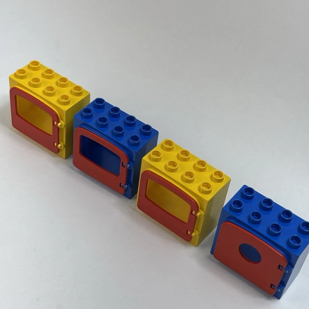 LEGO DUPLO Door / Window Frame Lot (4) Red Yellow Blue Vintage Toy Children